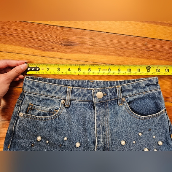 Beaded Jean Mini Skirt - Picture 3 of 5
